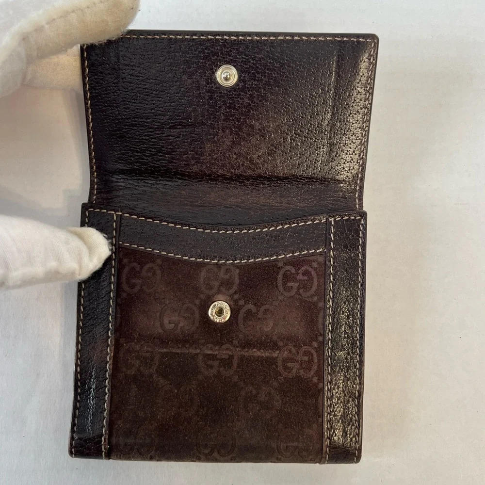 Gucci GG‎ suede, compact, leather wallet - Picture 10 of 16